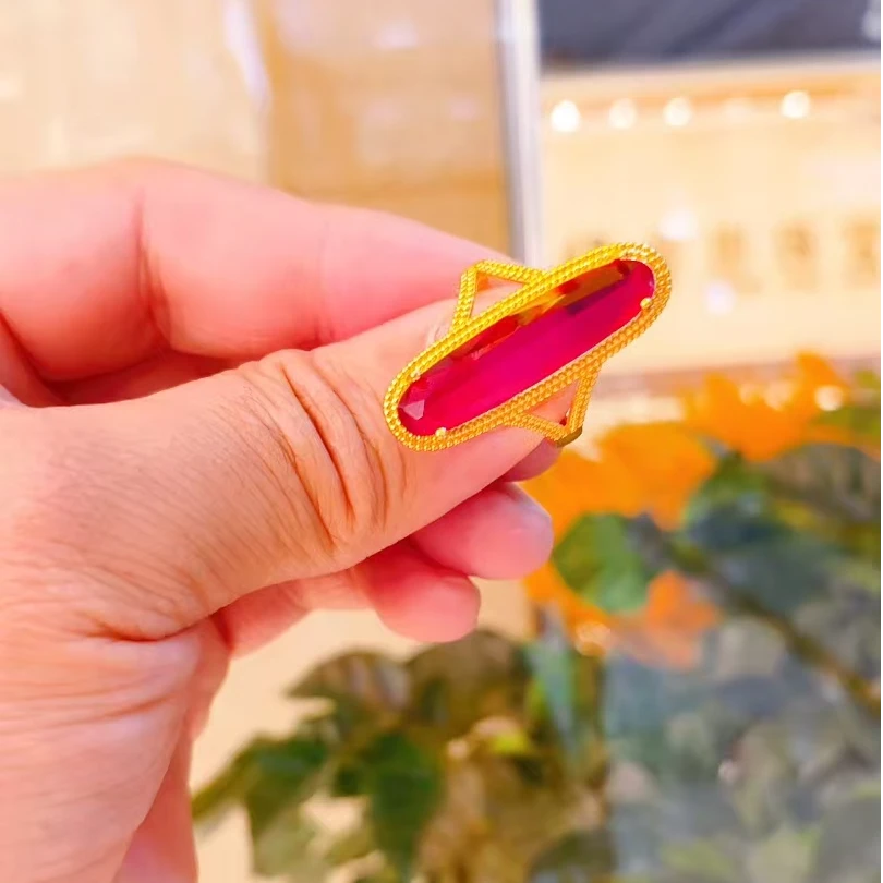 铜合金戒指  ياقۇت ئۈزۈك指环红色精美民族风简约裸石