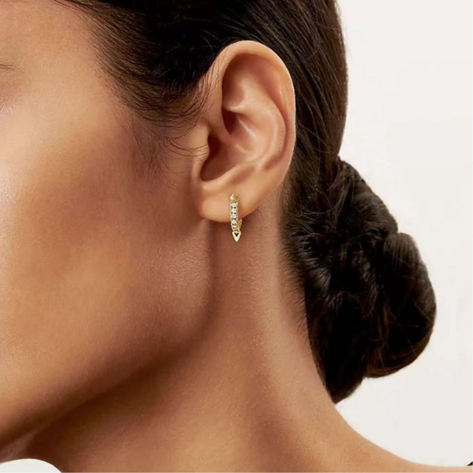 铜合金耳饰 木木（YS75） 单面镶钻铆钉耳圈耳环