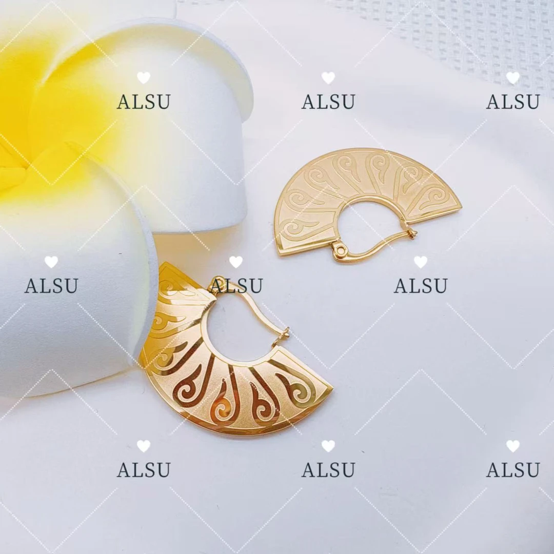 合金耳饰 ALSU原创经典民族风新款扇形耳环气质简约时尚个性