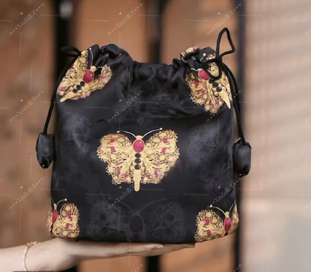 新中式香云花萝手提斜挎 水桶包