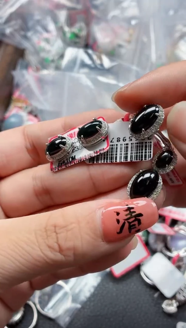 银S925镶嵌戒指翡翠天然A货缅甸翡翠