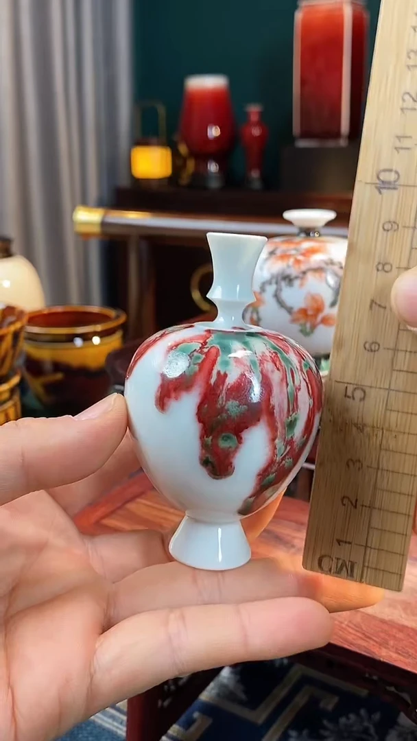 【闪购商品】摆件纯手工原创高温陶瓷〖红包翠釉里红〗