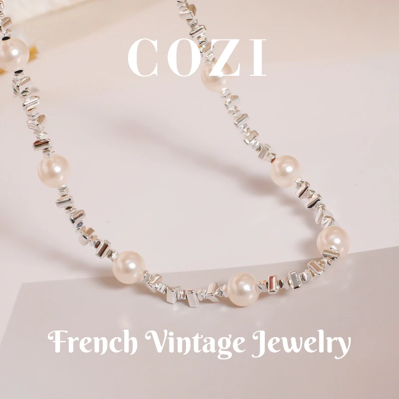 COZI 铜合金仿珍珠项链 蔻姿气质轻奢珠珠拼接法式优雅设计感项链