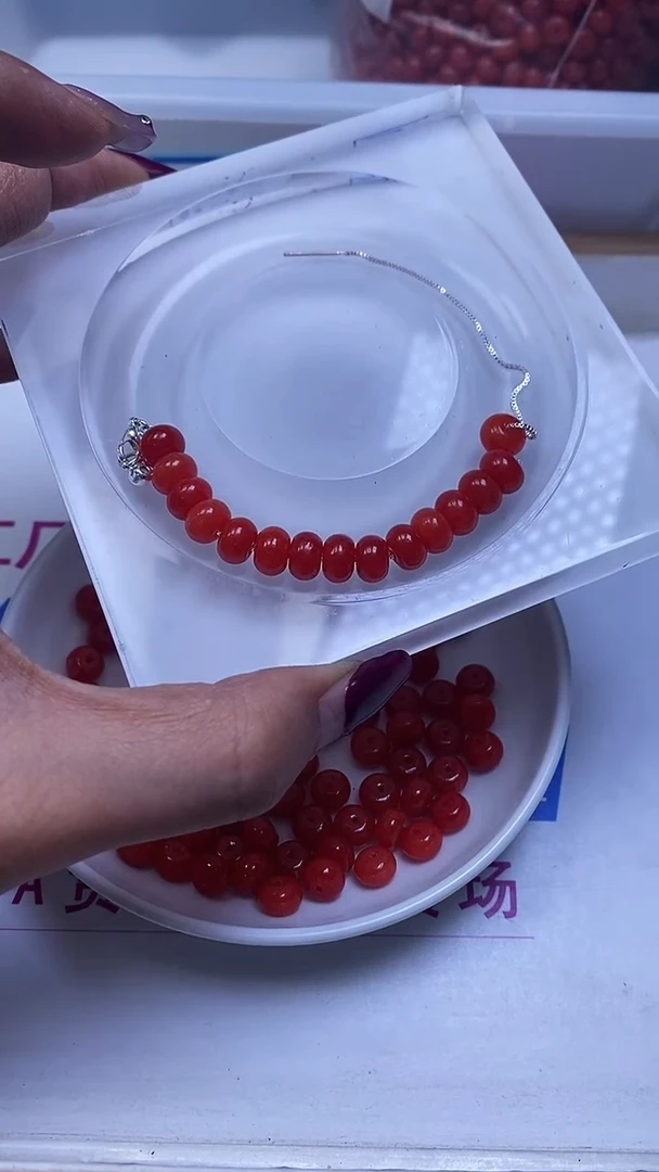 未镶嵌散珠南红玛瑙L122 柿子南红算盘5*8mm20个8元