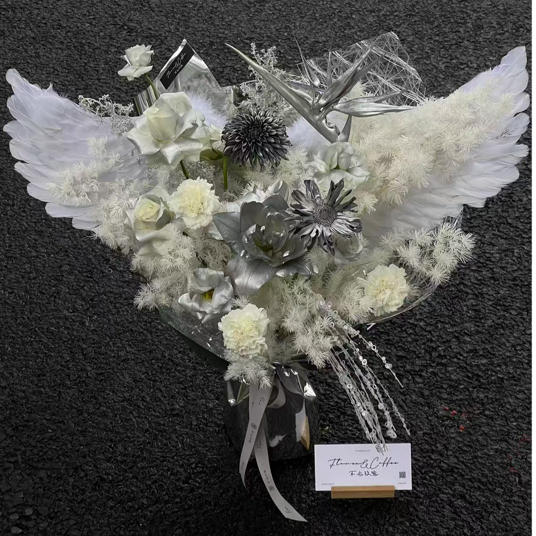 天使翅膀花材花艺资材天使仙气高级感花束装饰diy资材万圣节