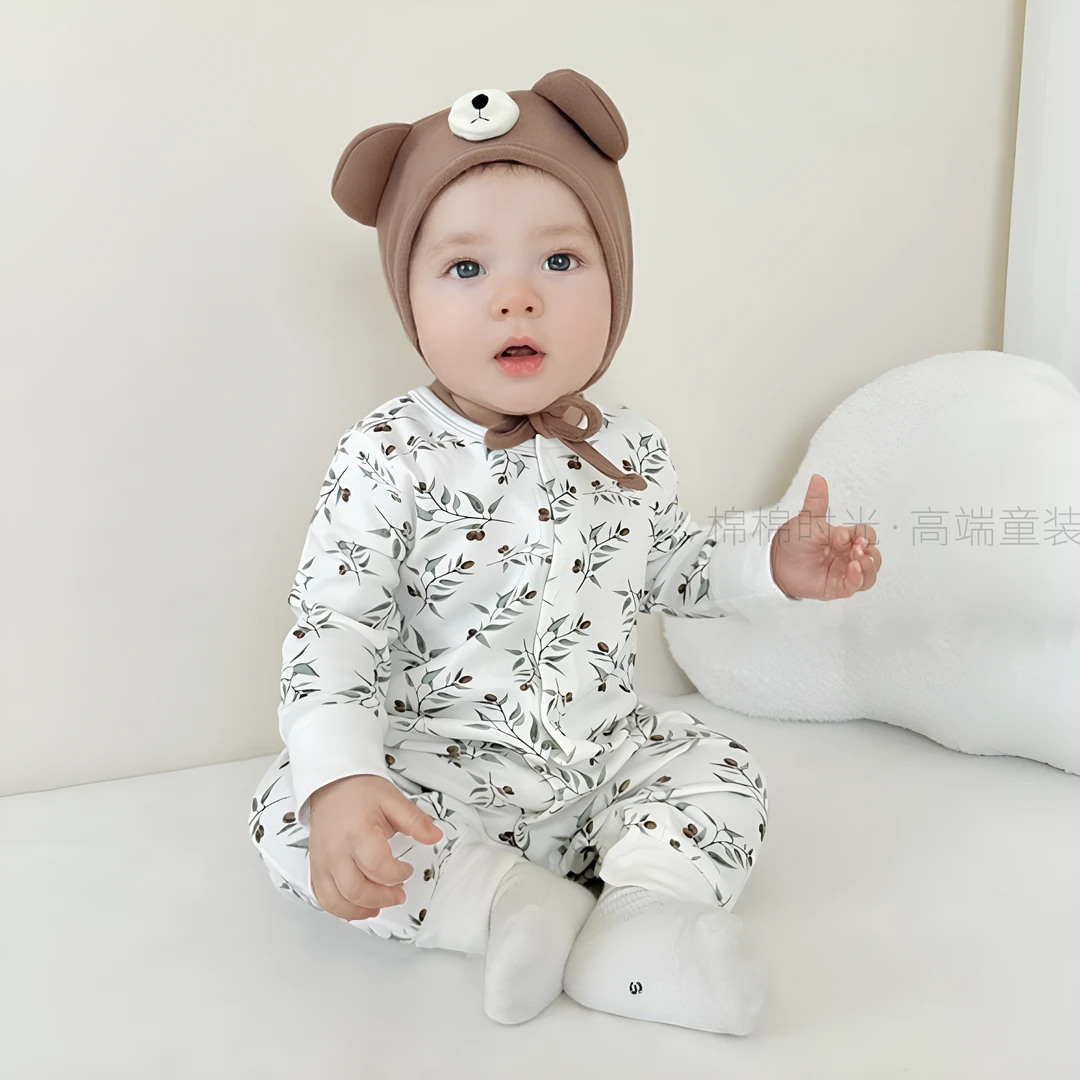 A类纯棉 ins风婴幼儿连体衣 无骨设计 宝宝春秋装新生儿爬爬服