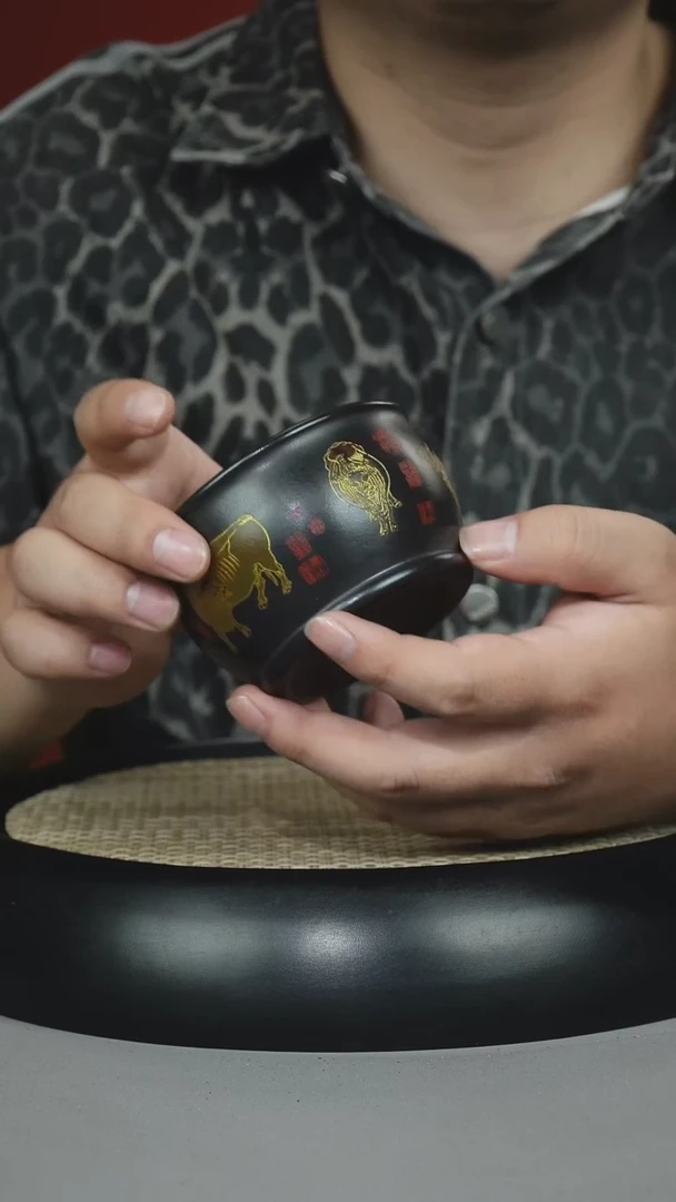 茶壶紫砂石黄 五牛杯