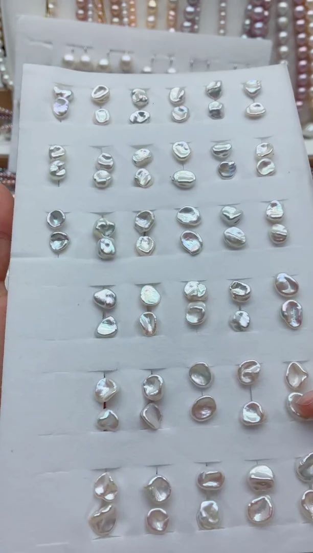 银S925镶嵌淡水珍珠耳钉多样性发其一，非无暇