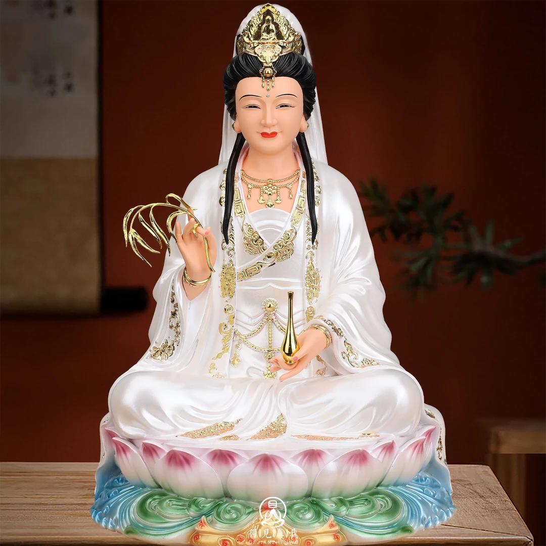 观音菩萨佛像坐莲观音菩萨像佛堂家用供奉观音摆件观音大士神像