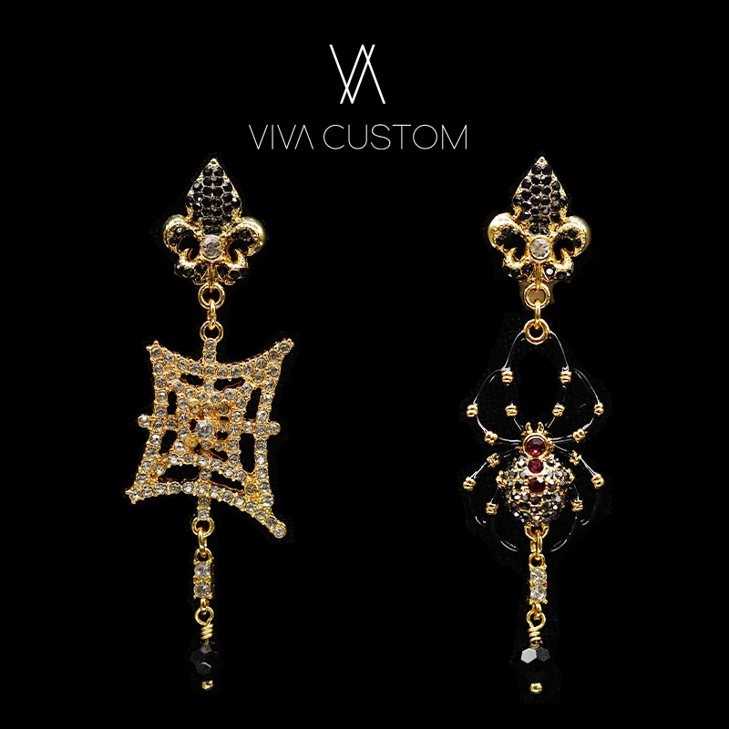 铜合金合成锆石耳饰 (灵兽系列)设计感蜘蛛AB款耳夹 ZB061