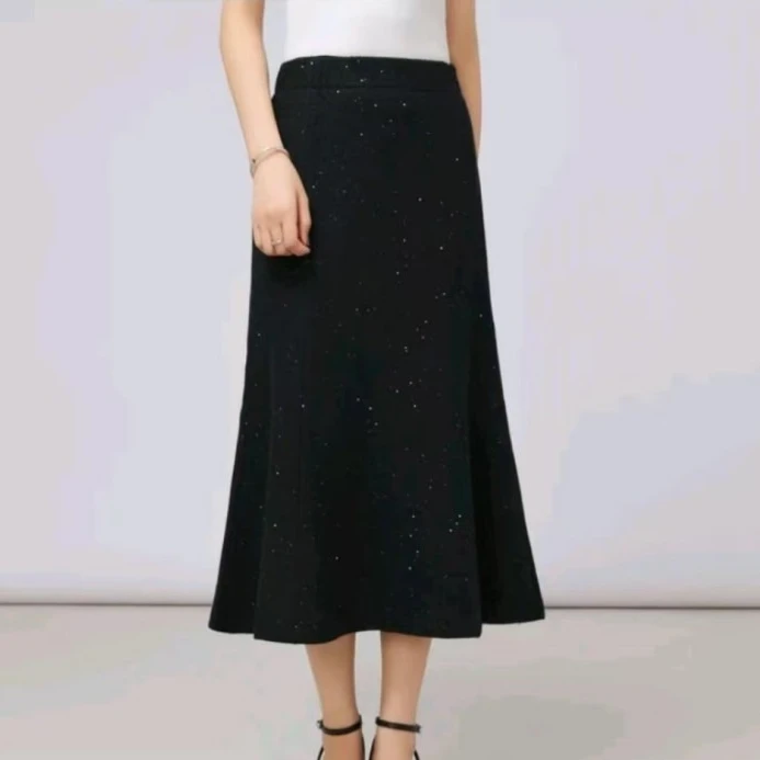 职业阿玛诗官哥家专柜2025春秋新款时尚松紧腰细闪鱼尾裙半身裙显