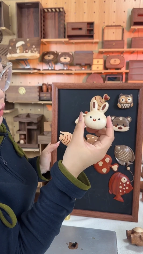 木实木兔子冰箱贴