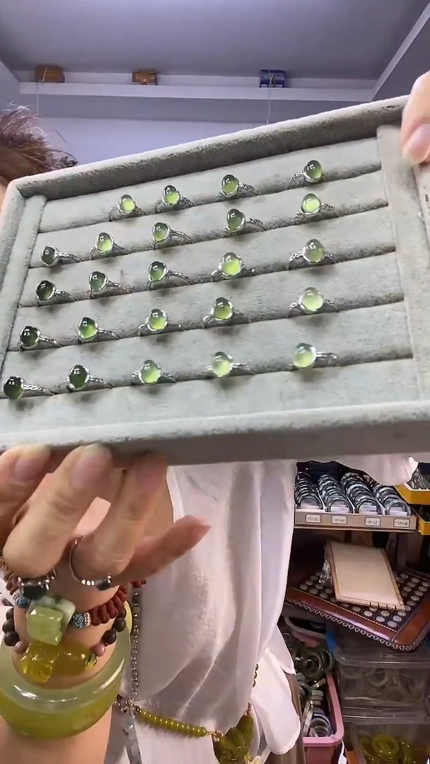 未镶嵌蛇纹石玉戒指多样性随机发一