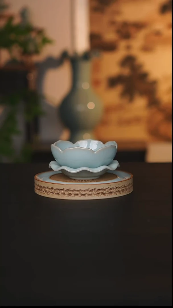 摆件瓷天熙汝瓷莲花茶漏一级