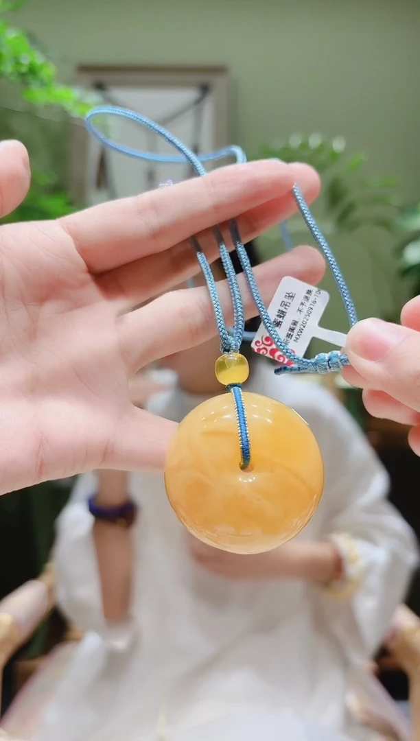 裸石蜜蜡未镶嵌蜜蜡绳编项链MXW0916-104