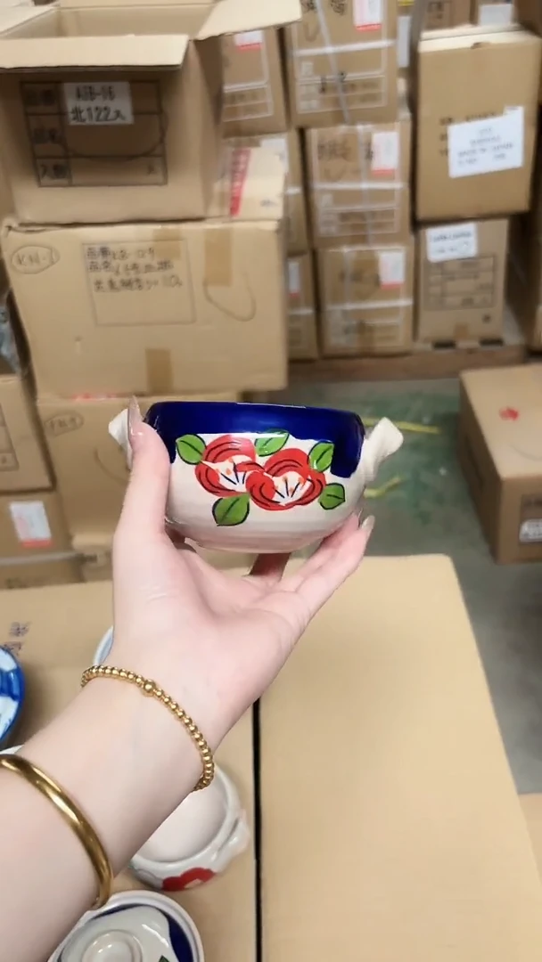 陶瓷濑户烧双耳碗一个