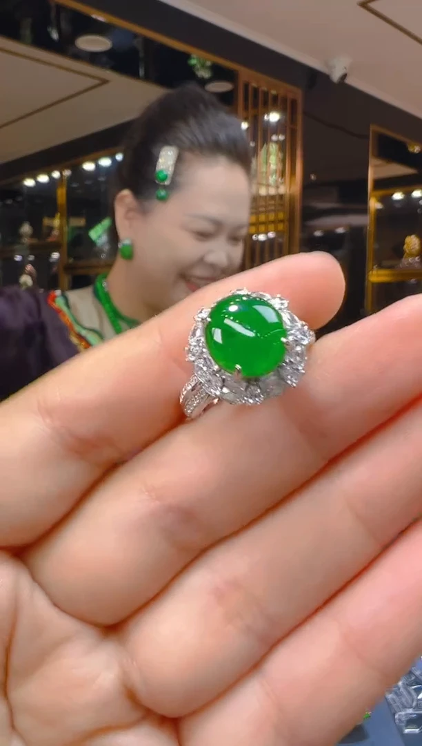 翡翠戒指银S925镶嵌064（多样性发其一）