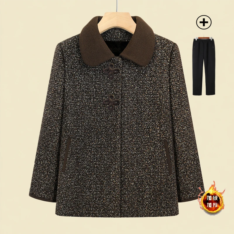 中老年女装妈妈装时尚洋气外套翻领宽松版外套老人衣服宽松休闲女