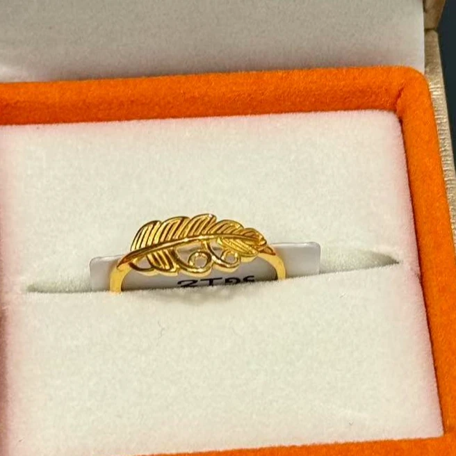 【小鹏黄金】足金999羽毛天使之翼5G工艺戒指2.26