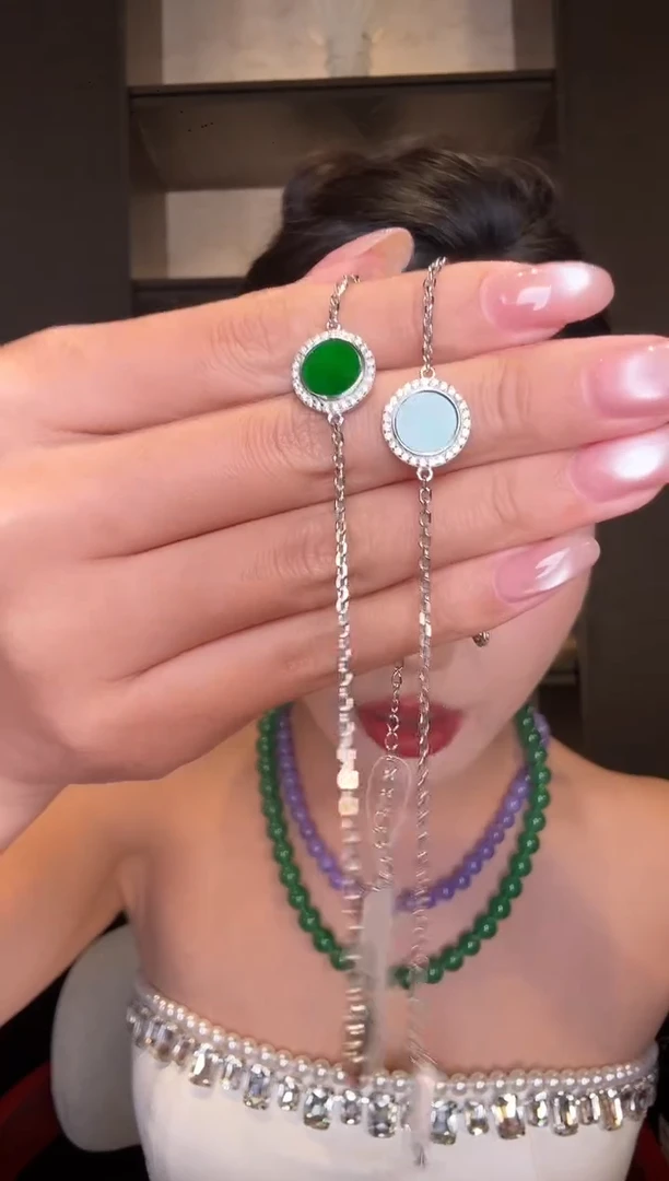 银S925镶嵌手链翡翠87多样性发其一