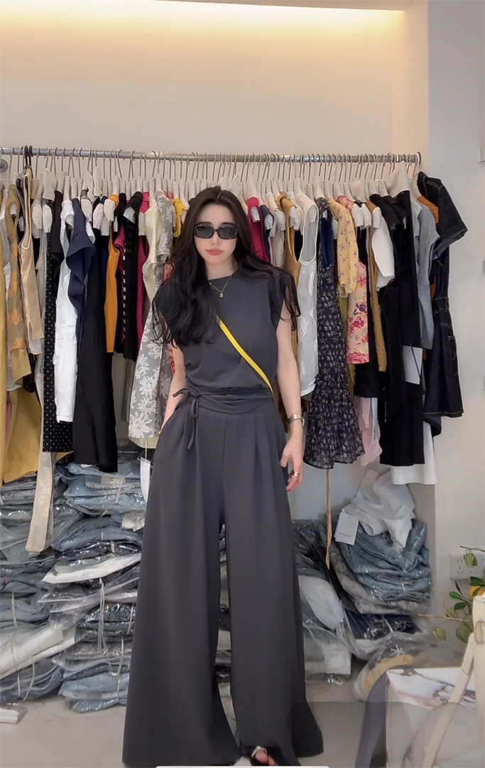 香香老板娘定制后系绳圆领套装#0098