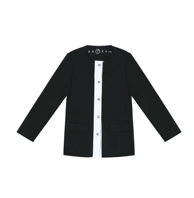七七【精英佳人】简约刺绣撞色百搭西服外套