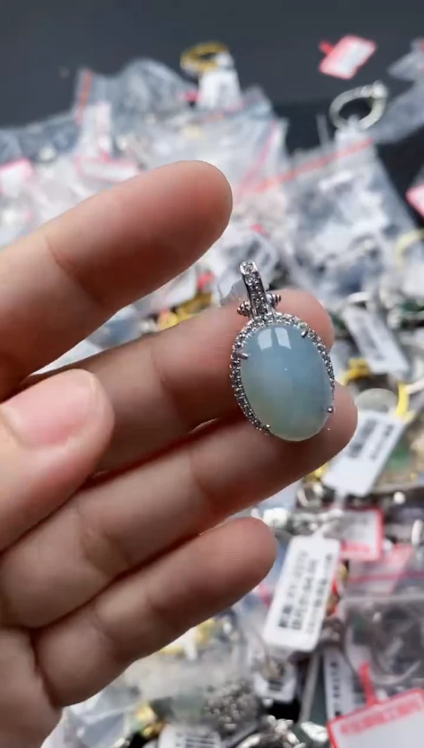 翡翠戒指银S925镶嵌7777777   4