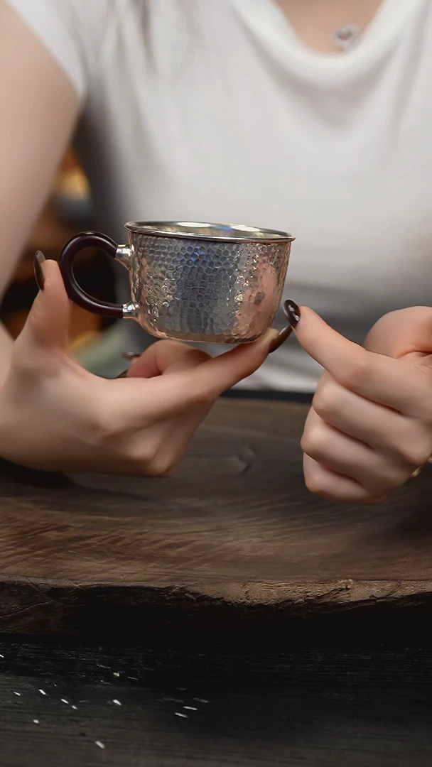 手工999锤纹主人杯银杯
