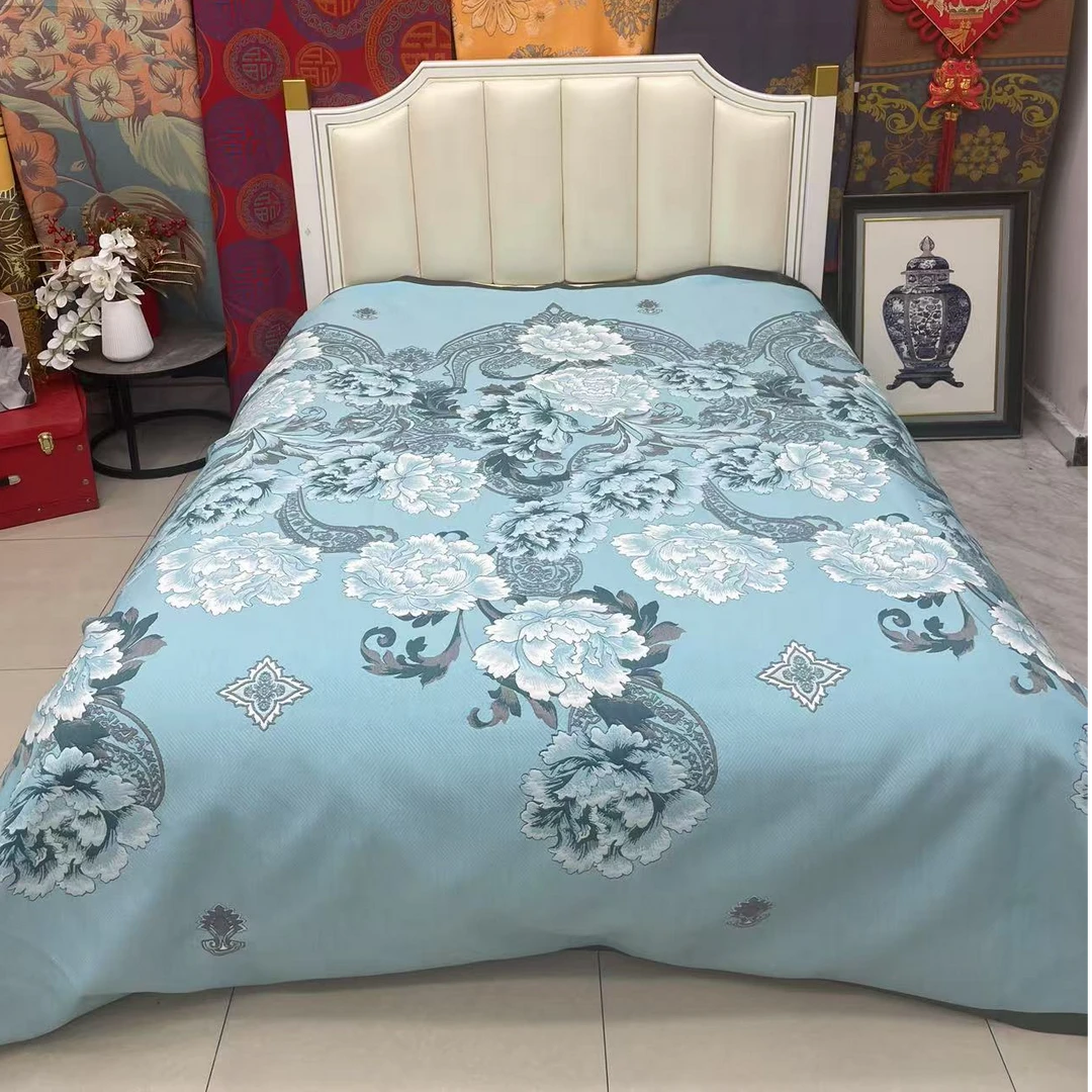 【富贵同春蓝】纱布盖毯四季毯--230*250