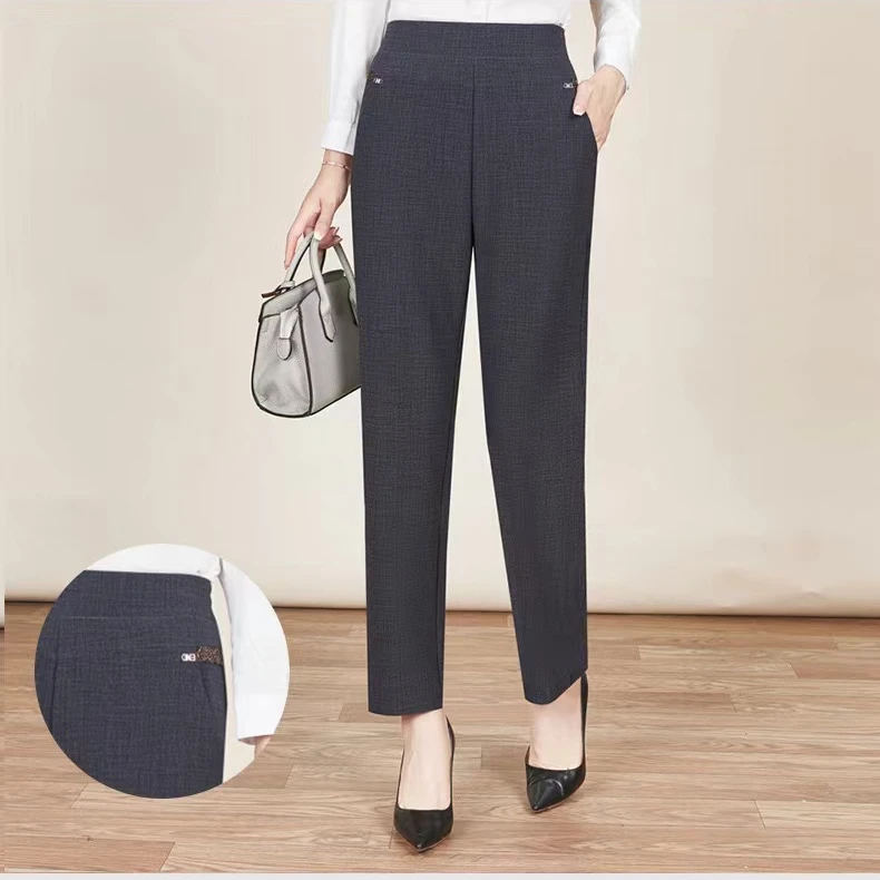 妈妈裤子春秋款高腰中老年人女裤春秋季宽松直筒休闲裤长裤 春秋