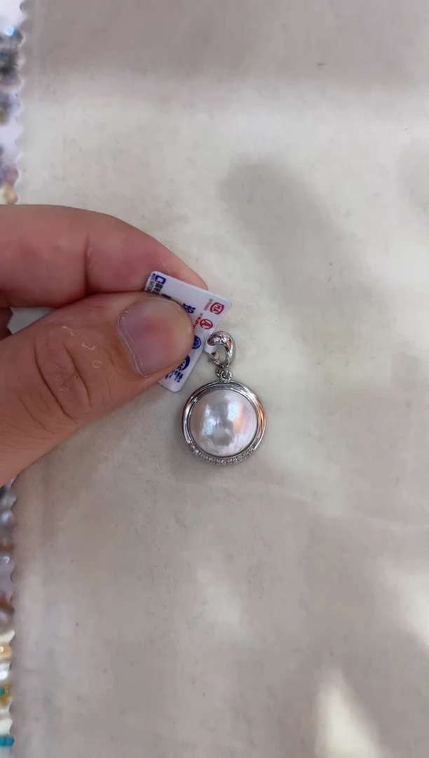 银S925镶嵌拼合珍珠（马贝珠）颈饰清货