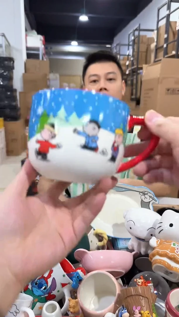 瓷片史努比打雪仗水杯