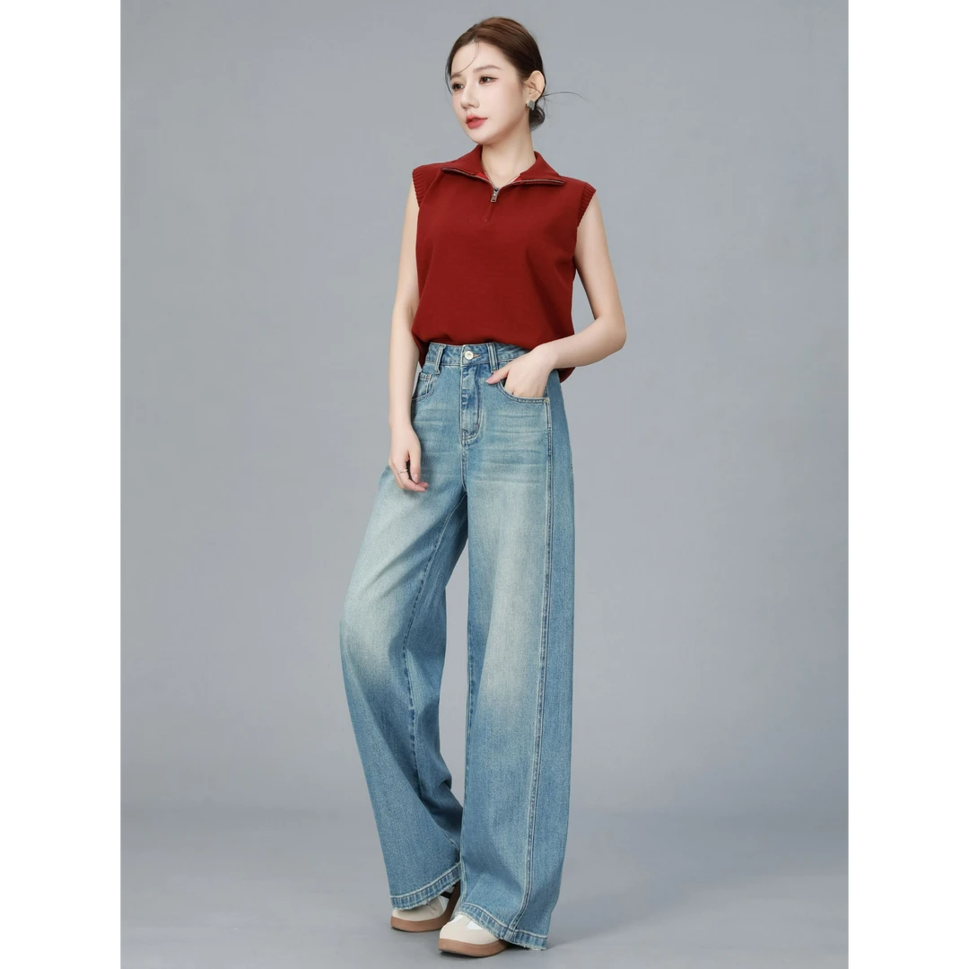 【春令·轮廓】高腰牛仔裤腿裤女休闲阔腿显瘦韩版百搭拖地裤宽松