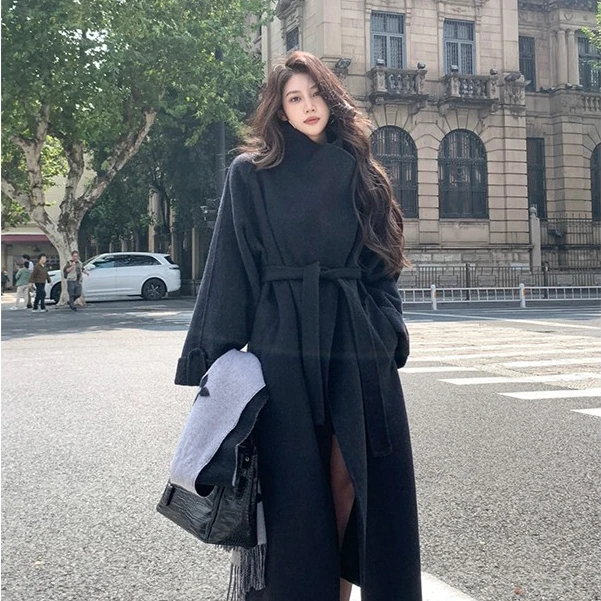 界相【西野】双面羊绒大衣女新款高贵加厚羊毛呢子秋冬毛呢外套女