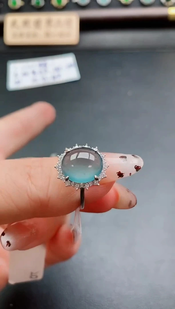 银S925镶嵌戒指翡翠1