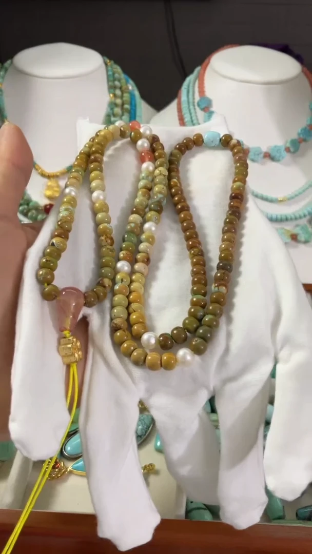 未镶嵌绿松石珠宝奇石6mm+108多圈毛衣链