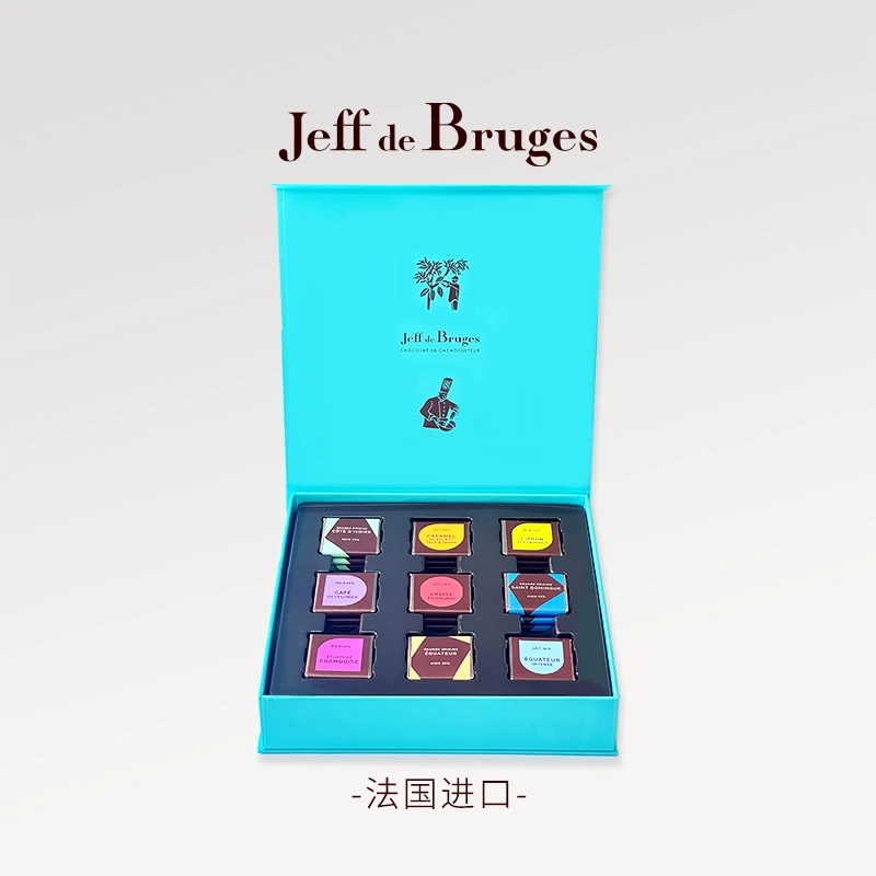 法国 Jeff de Bruges 小黑巧方盒巧克力27片零食礼盒年货