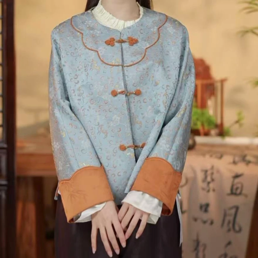 娟 新中式  六重纬织金蝙蝠纹上衣 外套 24166