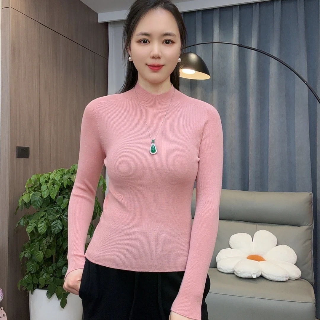 【甄织】半高领可机洗新澳纱线【100%精纺羊毛衫】气质时尚修身羊毛衫