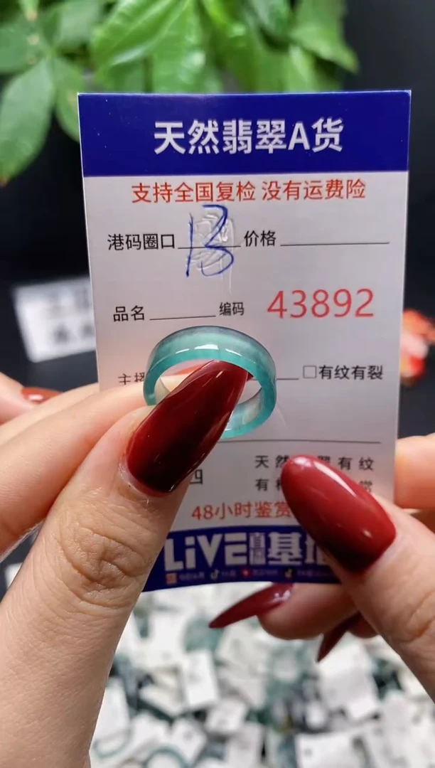 翡翠戒指未镶嵌 天然翡翠戒圈3892