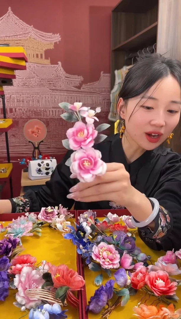 【闪购商品】刺绣非遗绒花（发饰）