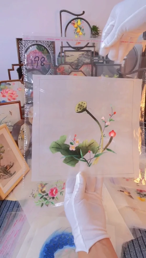 织绣纯手工苏绣双面绣绣布198