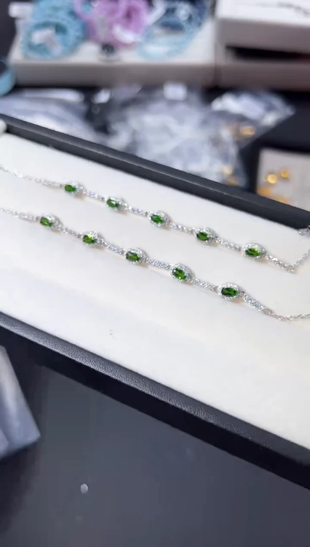 手链透辉石银S925镶嵌5h多样性发其一【1条】