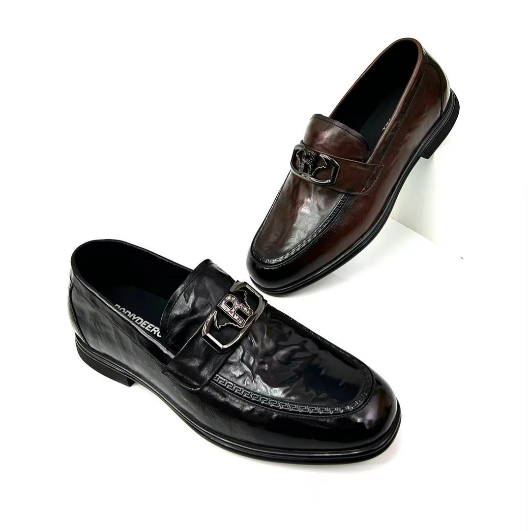 男士时尚百搭潮流尖头皮鞋正装英伦风休闲皮鞋男一脚蹬商务皮鞋