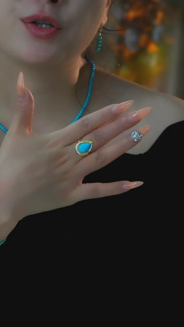 【闪购商品】绿松石戒指银S925镶嵌发货一件