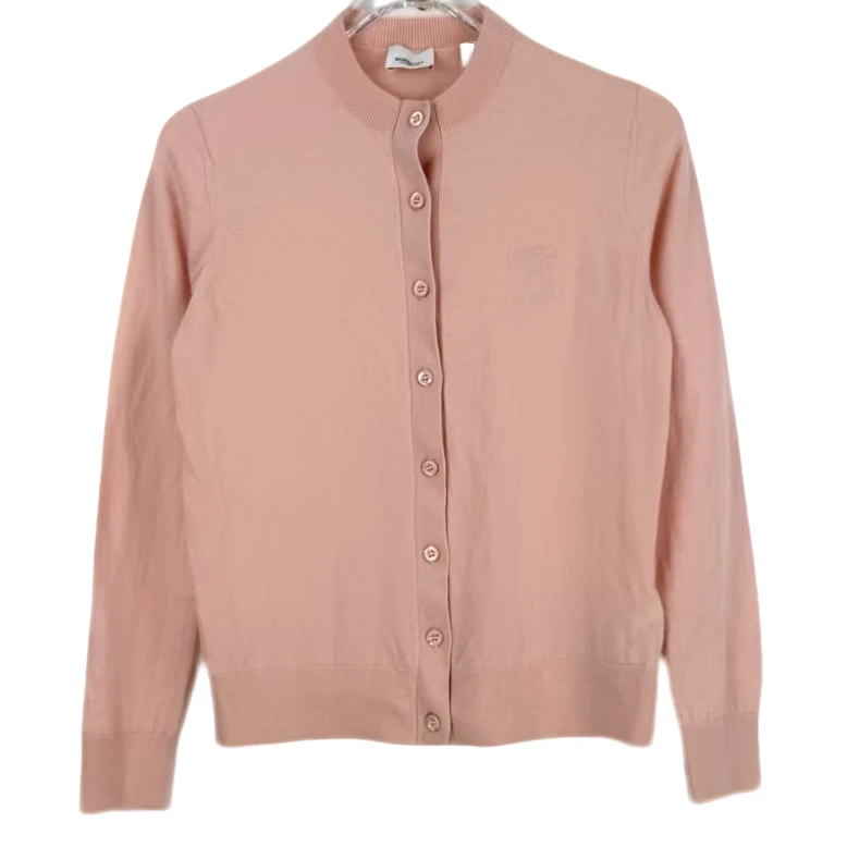 未使用 BURBERRY/博柏利 针织排扣长袖 粉色/M