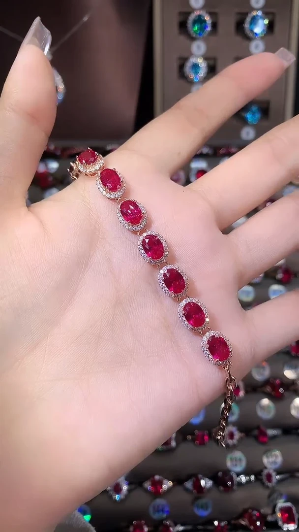 无925银鸽血红色手链