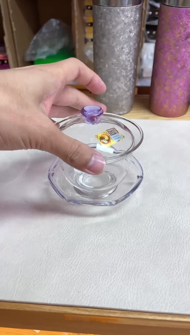 禾器/禅语盖碗/浅紫