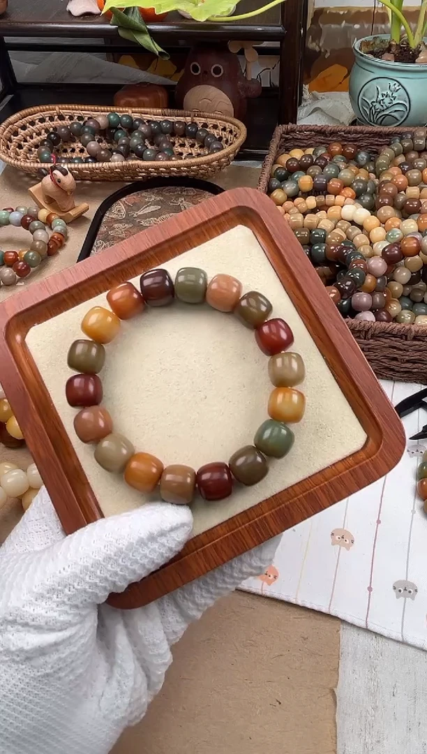 手串菩提根/象牙果a696卡15 干磨玫瑰微瑕