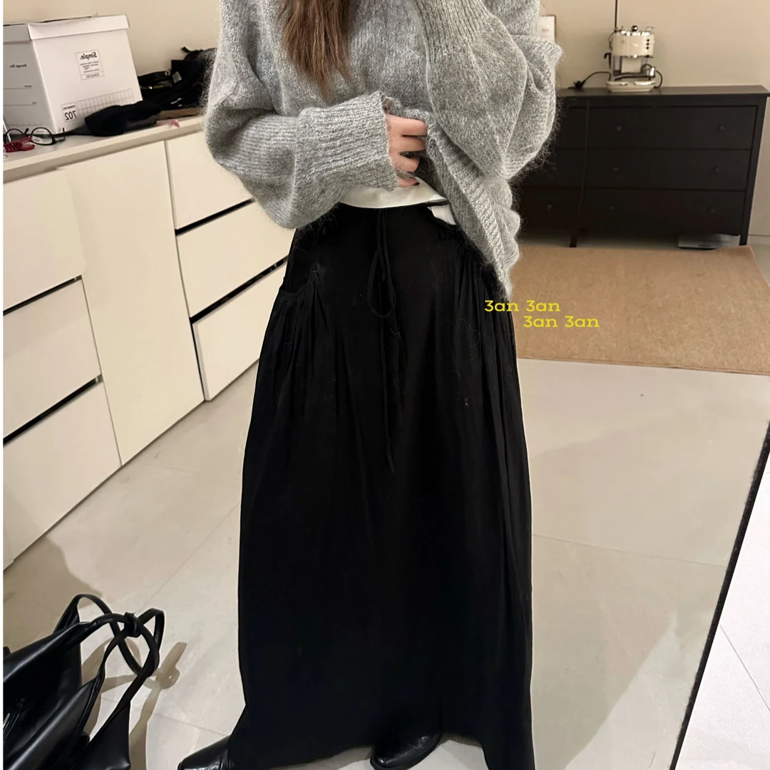 3AN3AN【暗夜序曲】黑色设计感小众半身裙3AN21-6167-D-253